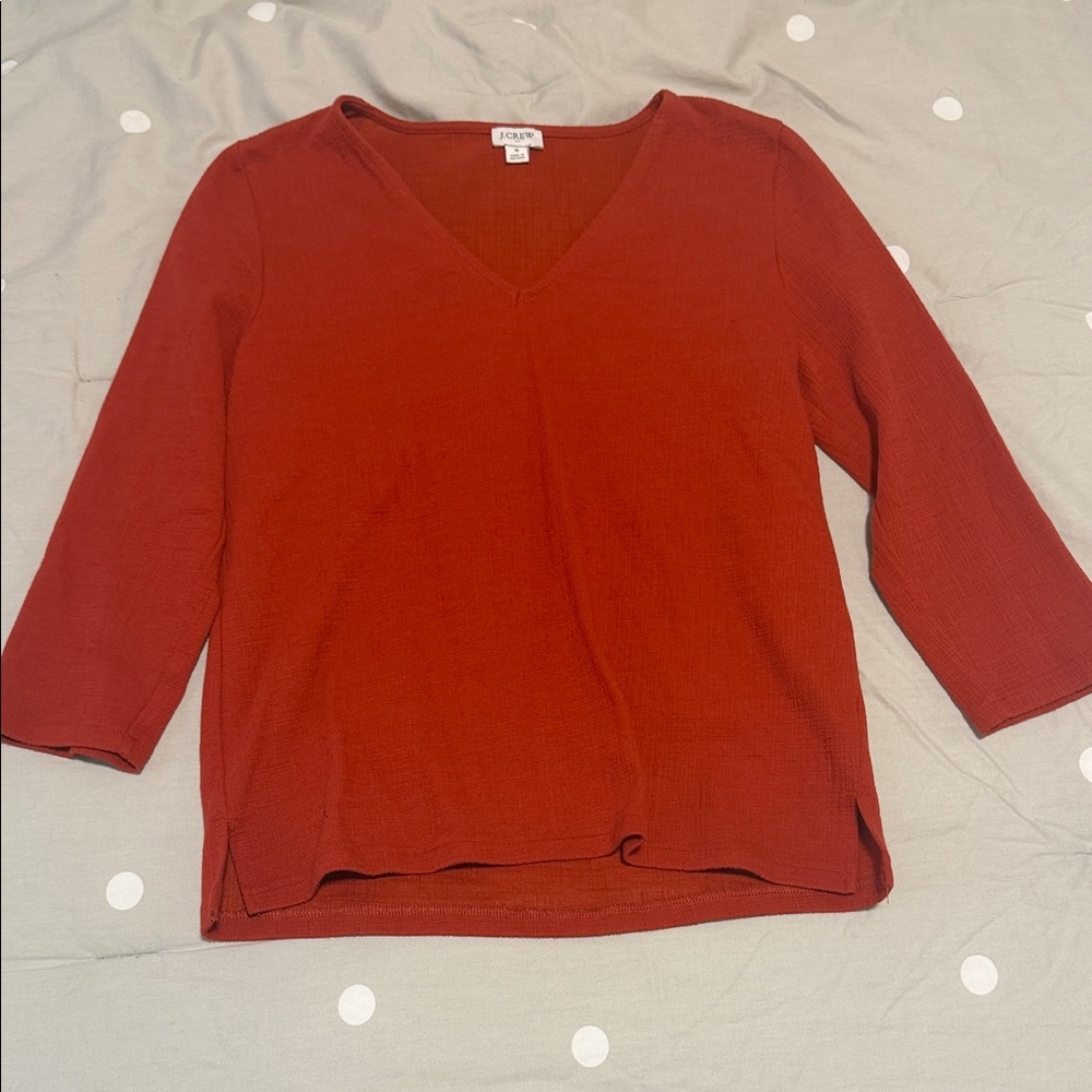 NWOT J. Crew Burnt Orange Three Quarter Length Sleeve Tee